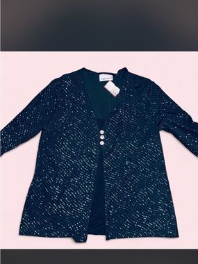 Fashion Bug Black Sparkle Cardigan with Decorative Buttons